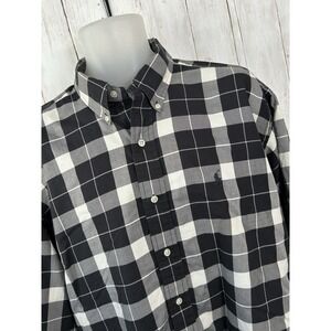 Men's Ralph Lauren Polo Shirt Window Pane Black White Check Blake Size XL